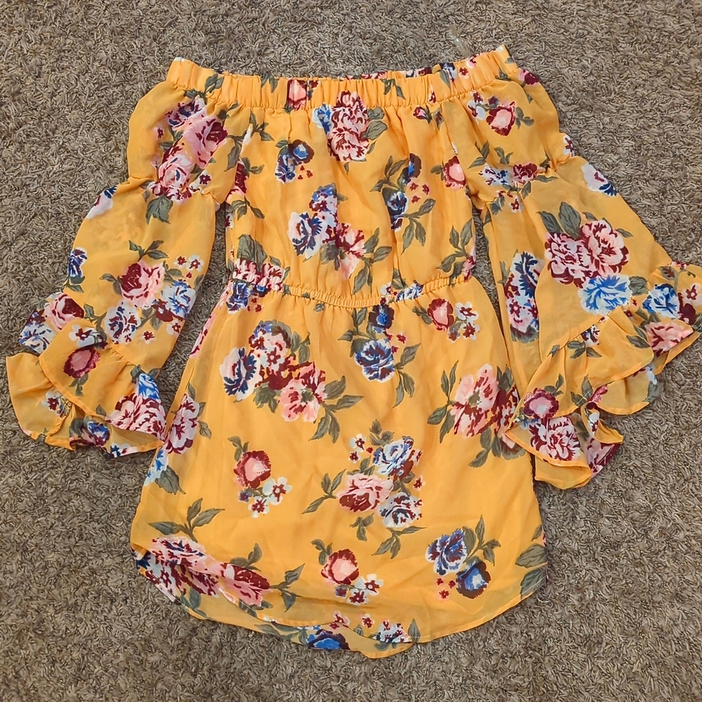 [ Small ] Yellow Floral Dress – Indulge Instyle